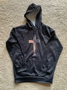 John 3:16 Christian Cross Bible Religious Gift Unisex Hooded Sweatshirt Size Med